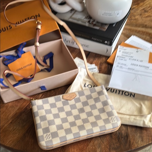 Louis Vuitton Double Zip Pochette Damien Azur Camvas - Picture 1 of 8